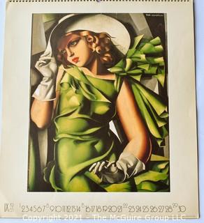 Vintage Art calendars: Art Deco Femme Fatale and Maritime Cunard posters 