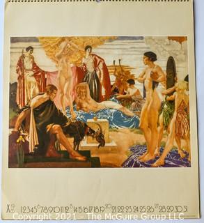 Vintage Art calendars: Art Deco Femme Fatale and Maritime Cunard posters 