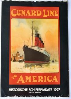 Vintage Art calendars: Art Deco Femme Fatale and Maritime Cunard posters 