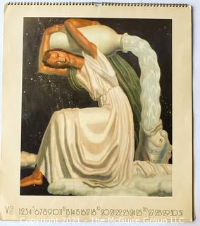 Vintage Art calendars: Art Deco Femme Fatale and Maritime Cunard posters 