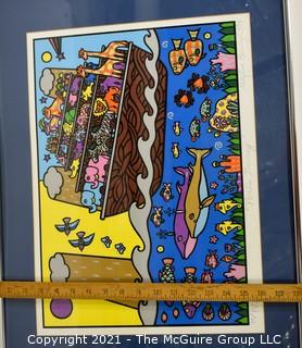 Framed Under Glass Holly Sue Buningh Noah's Journey Numbered and Signed by Artist.  Measures approximately 18" x 24".