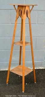 Arts & Craft Style Wood Plant Stand or Table.   Measures approximately 43".