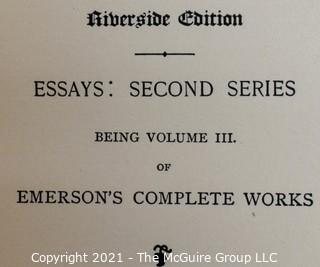 Books: Three (3) Leather Bound Volumes: "Emerson's Complete Works" 