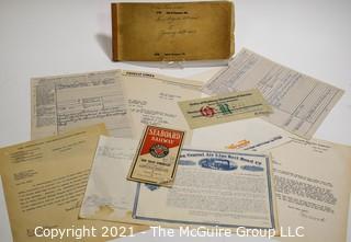 Collection Of Railroad Ephemera Including Seaboard Railway Timetable, Accident Reports, Certificates, Correspondence and Delay and Arrival Report. 