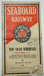 Collection Of Railroad Ephemera Including Seaboard Railway Timetable, Accident Reports, Certificates, Correspondence and Delay and Arrival Report. 