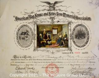 Membership Certificate of A. W. Pillsbury in the American Flag and Betsy Ross Memorial Association. 