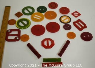 Collection of Vintage Bakelite Buttons and Buckles.