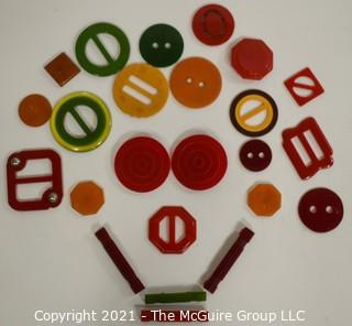 Collection of Vintage Bakelite Buttons and Buckles.