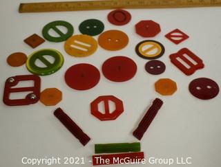 Collection of Vintage Bakelite Buttons and Buckles.