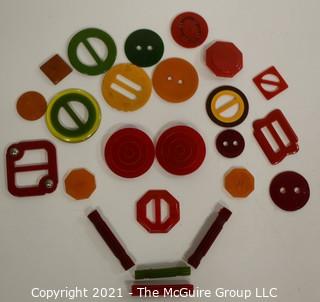 Collection of Vintage Bakelite Buttons and Buckles.