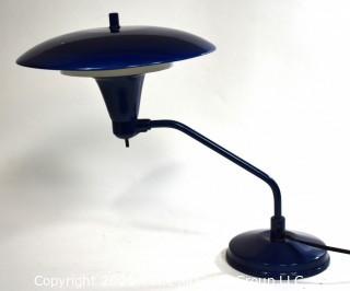 Blue Mid Century Modern MCM "Saucer-style" Metal Table Lamp