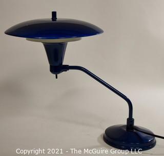 Blue Mid Century Modern MCM "Saucer-style" Metal Table Lamp