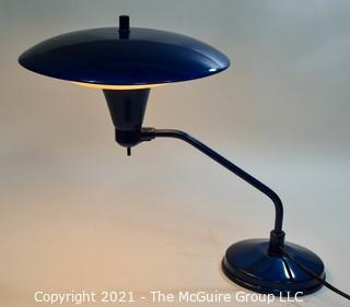 Blue Mid Century Modern MCM "Saucer-style" Metal Table Lamp