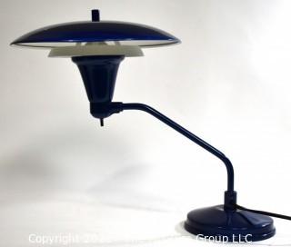 Blue Mid Century Modern MCM "Saucer-style" Metal Table Lamp