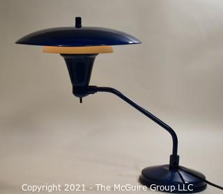 Blue Mid Century Modern MCM "Saucer-style" Metal Table Lamp