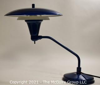 Blue Mid Century Modern MCM "Saucer-style" Metal Table Lamp