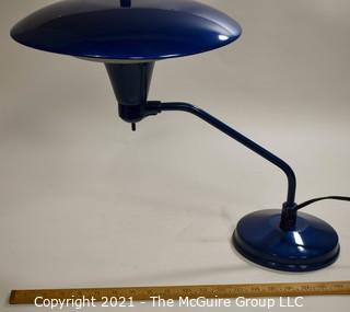 Blue Mid Century Modern MCM "Saucer-style" Metal Table Lamp