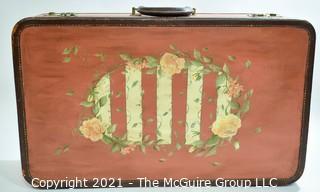 Collcetion of Vintage Suitcases by Diferent Makers in Various Sizes.  One Hand Painted.  