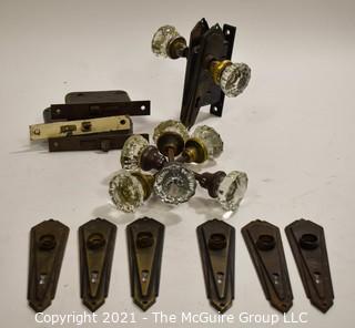 Collection of Vintage Glass Door Knobs and Door Hardware