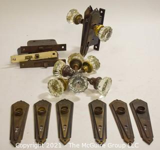 Collection of Vintage Glass Door Knobs and Door Hardware