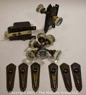 Collection of Vintage Glass Door Knobs and Door Hardware