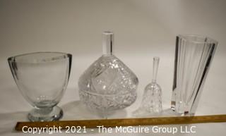 Group of Clear Glass Crystal items Including Orefors.  