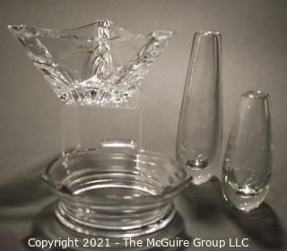 Four Pieces of Clear Glass Crystal Decorative Items. 