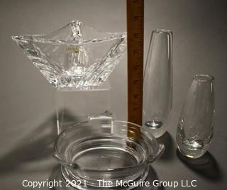 Four Pieces of Clear Glass Crystal Decorative Items. 