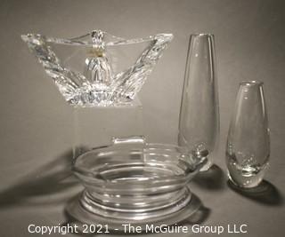 Four Pieces of Clear Glass Crystal Decorative Items. 