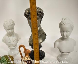 Group of Ceramic Busts and Decorative Items.