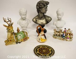 Group of Ceramic Busts and Decorative Items.