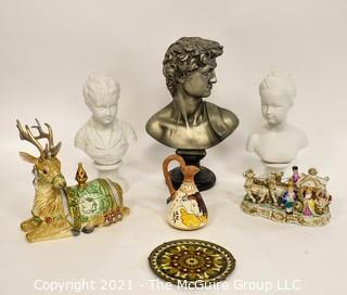 Group of Ceramic Busts and Decorative Items.