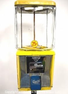 Vintage Northwestern Glass Globe 25 Cent Candy or Peanut Gumball Vending Machine on Stand.