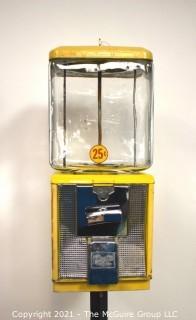 Vintage Northwestern Glass Globe 25 Cent Candy or Peanut Gumball Vending Machine on Stand.