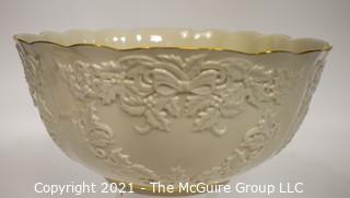 Lenox Porcelain Holiday Hostess Collection Punch Bowl with Gold Trim.   Measures approximately 12 1/2" in diameter and 6" tall.