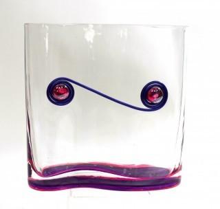 Contemporary Modern Art Glass Vase with Applied Decoration.  It measures approximately 8" tsll & 8" wide.