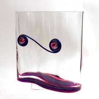 Contemporary Modern Art Glass Vase with Applied Decoration.  It measures approximately 8" tsll & 8" wide.