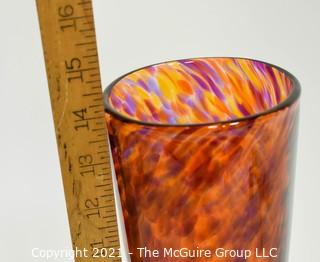 Large Hand Blow Art Glass Vase on Footed Base.  Measures approximately 14" tall. 