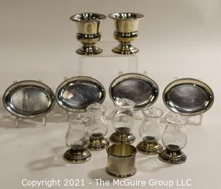 Group of Sterling Silver and Glass Small Serving Pieces. 