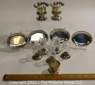 Group of Sterling Silver and Glass Small Serving Pieces. 