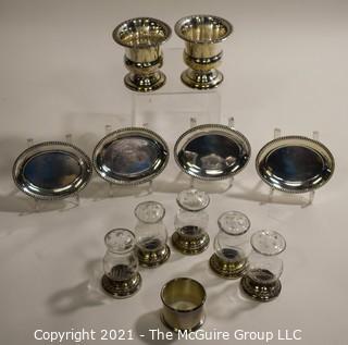 Group of Sterling Silver and Glass Small Serving Pieces. 