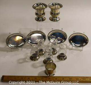 Group of Sterling Silver and Glass Small Serving Pieces. 