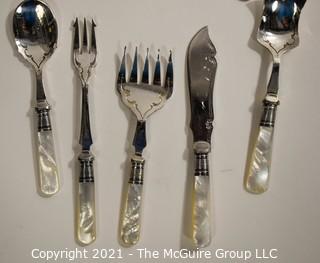 Six (6) Sterling Silver Spoons by Steiff and Silverplated with Lucite Handle Serving Forks.