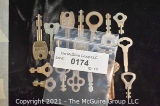 Collection of vintage keys including flat steel 