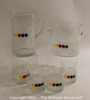 Vintage Mid Century MCM Six (6) Piece Cocktail Set.  Includes Two (2) Pitchers and Four (4) Glasses. 