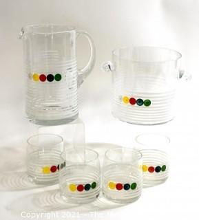 Vintage Mid Century MCM Six (6) Piece Cocktail Set.  Includes Two (2) Pitchers and Four (4) Glasses. 