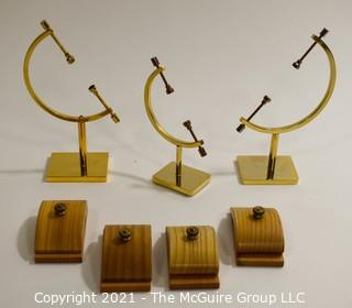 Brass Display Stands With Set Screws and  "Hang Ups" Wall Attachments.