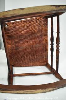 Primitive Hand Made Rocking Chair with Woven Cane Seat. 