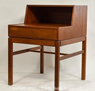 Mid-Century Swedish Teak Casino Side Table with Drawer by Sven Engström & Gunnar Myrstrand for Tingströms.  Measures approximately 17" x 20" x 25".