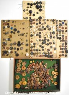 Vintage Collection of Buttons, Most Mounted on Card Board. 